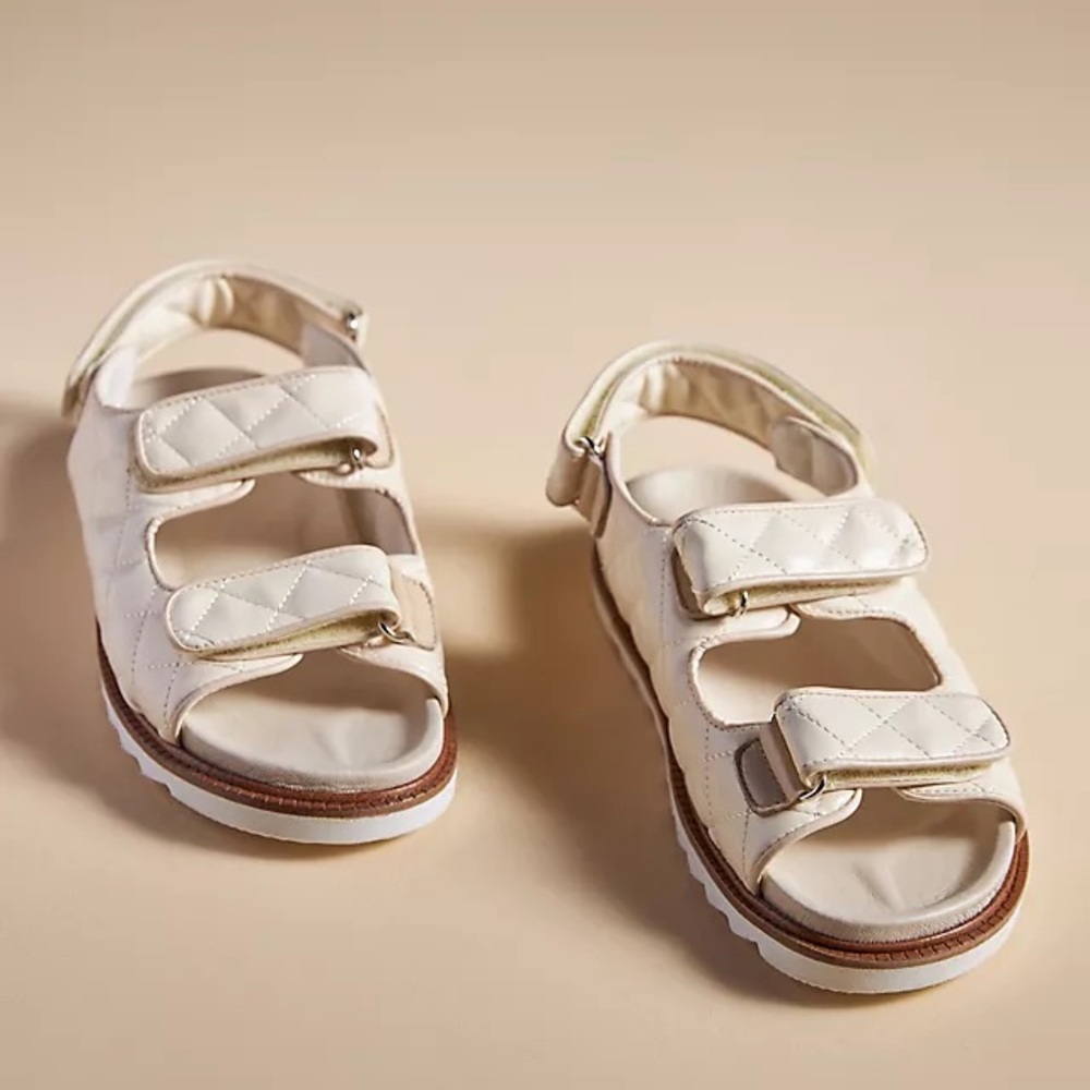 PILCRO CREAM QUILTED SLINGBACK VELCRO SANDALS SIZE 39